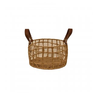 BASKET WILLOW WITH LEATHER HANDLES (4 bottles)